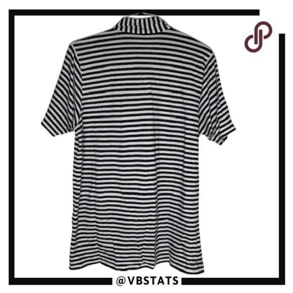 B. Draddy Men's Striped Pique Pima Cotton Blend Golf Polo Shirt Blue White Large - Picture 2 of 6